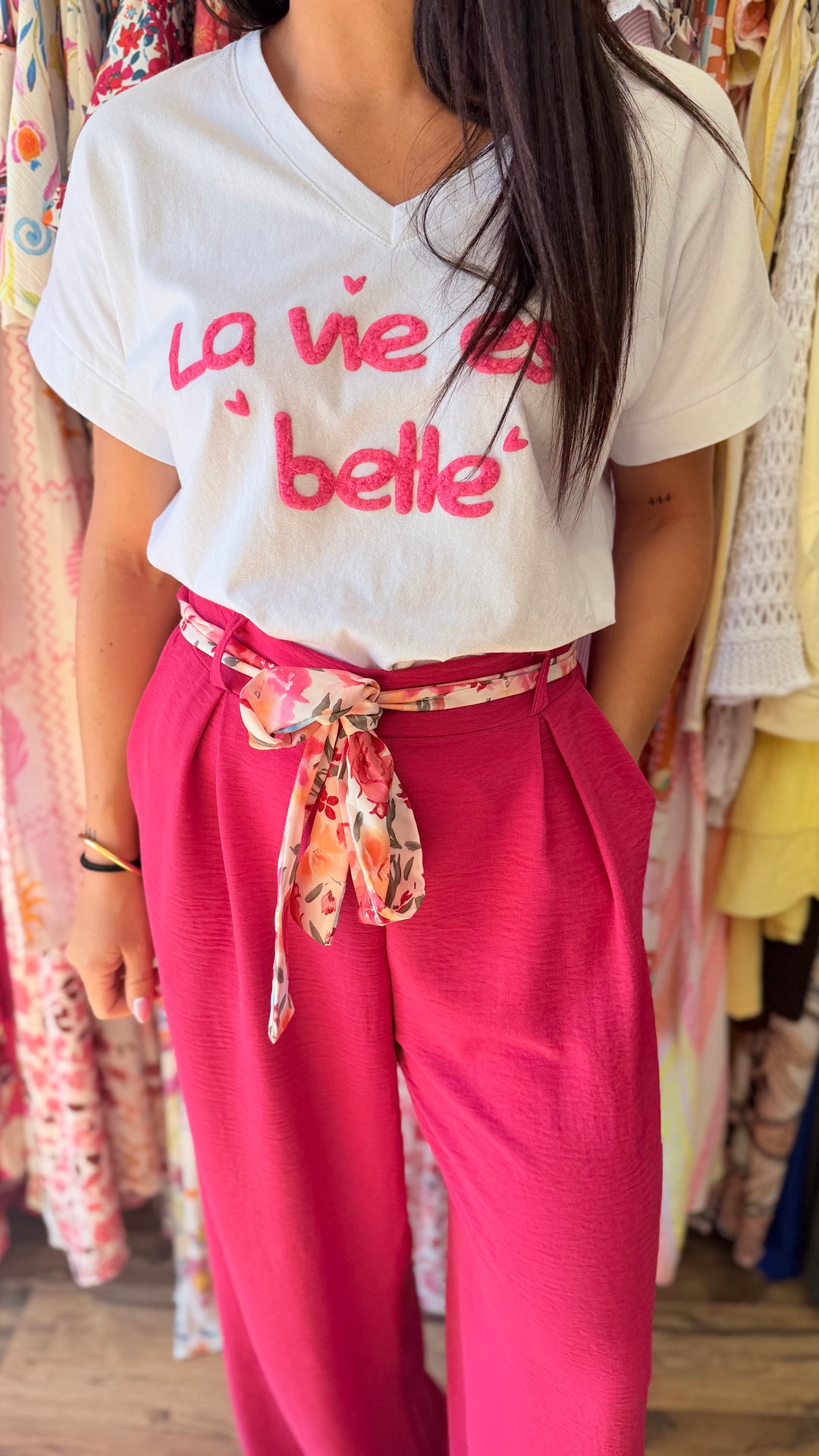 Teeshirt la vie est belle fushia