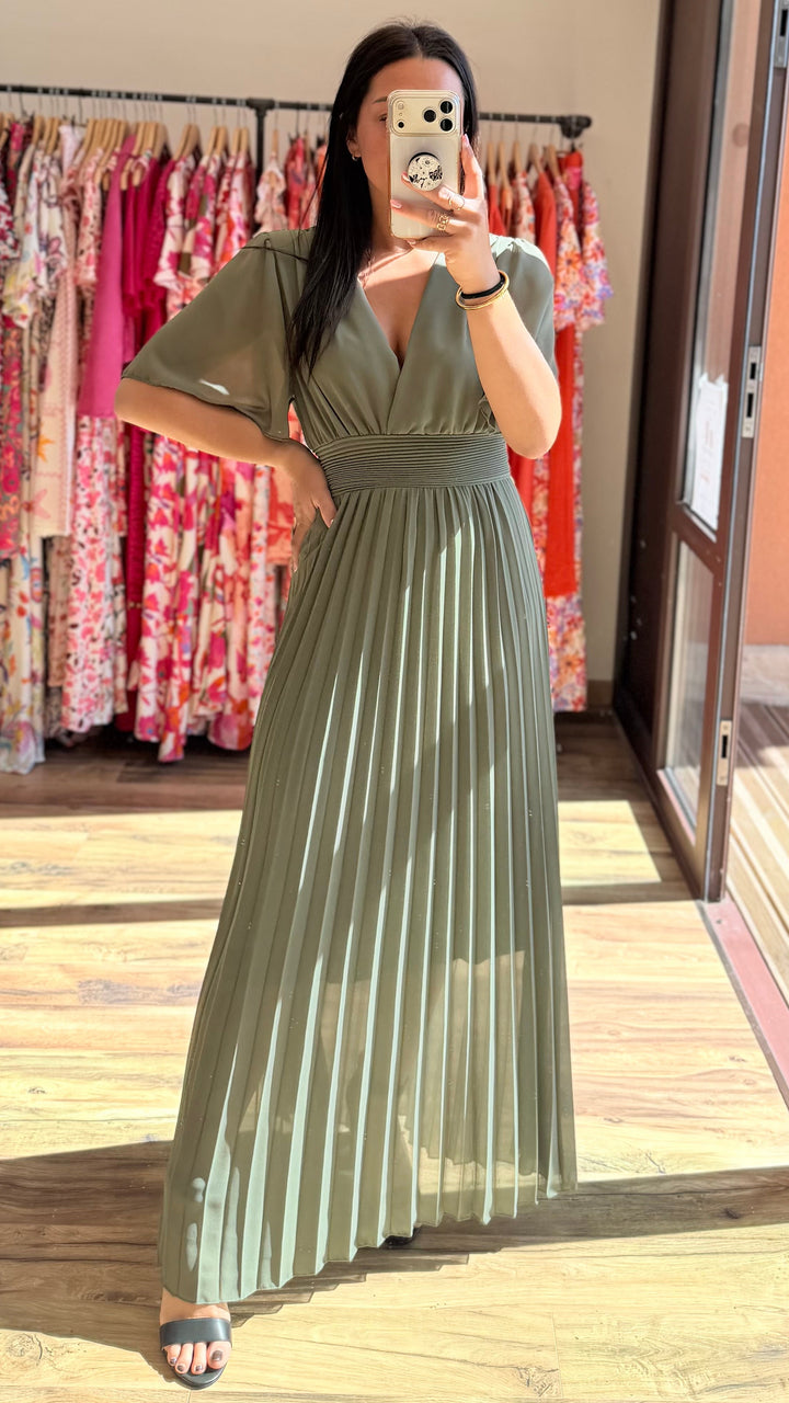 Robe longue Aglaé Kaki