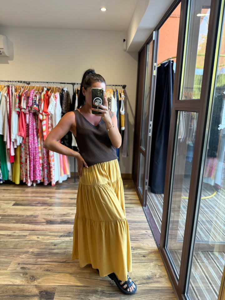 Jupe longue moutarde