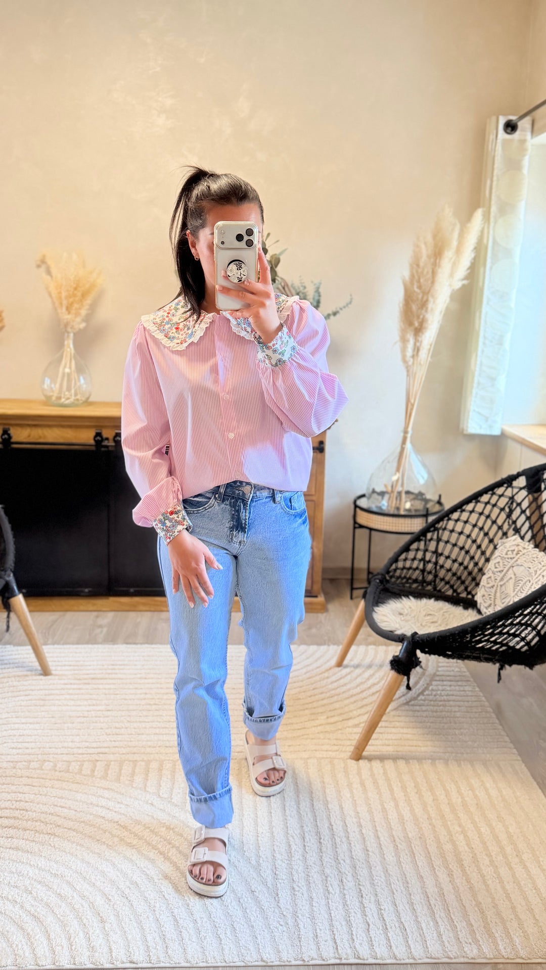 Chemise Odette rose