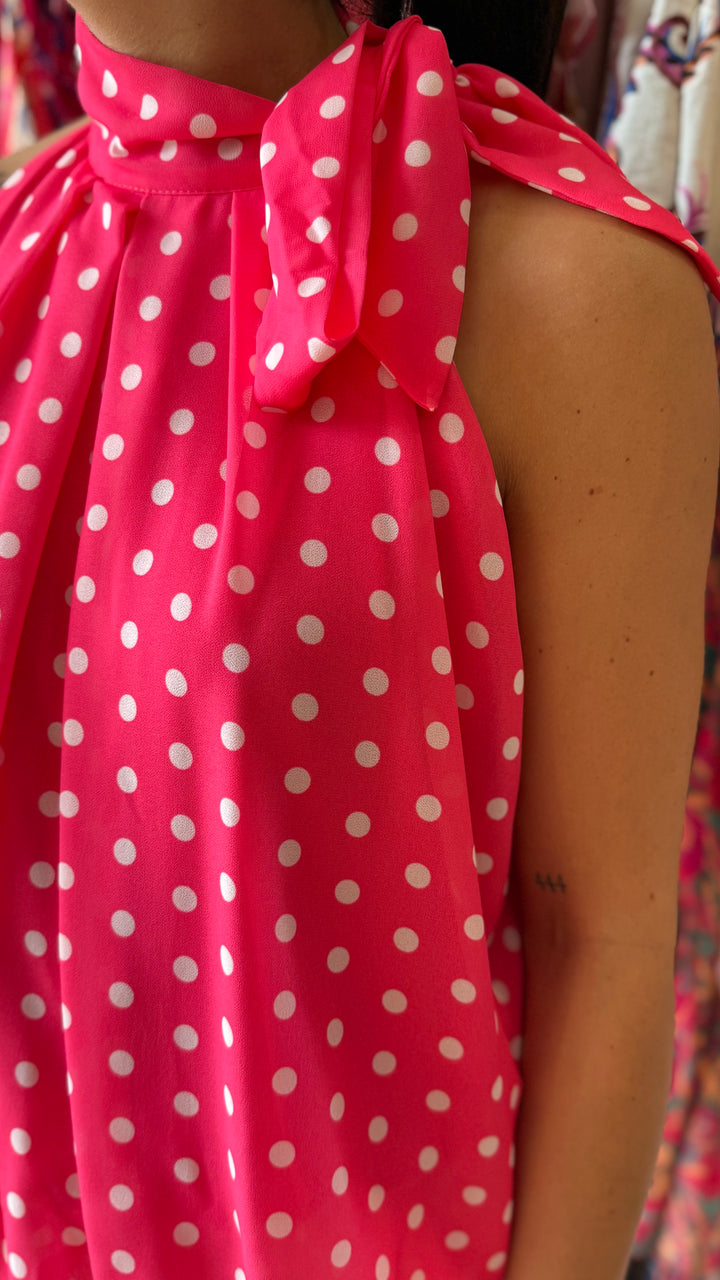 Top Zalia fushia à pois