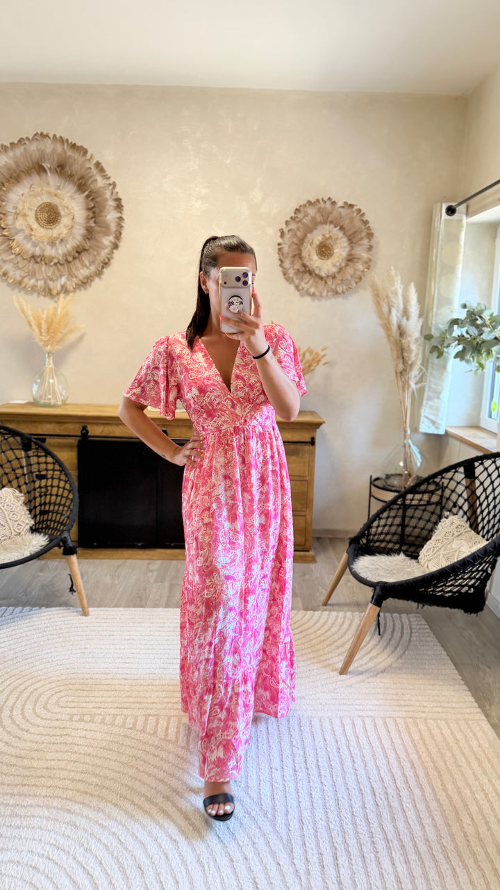 Robe longue Elodie rose