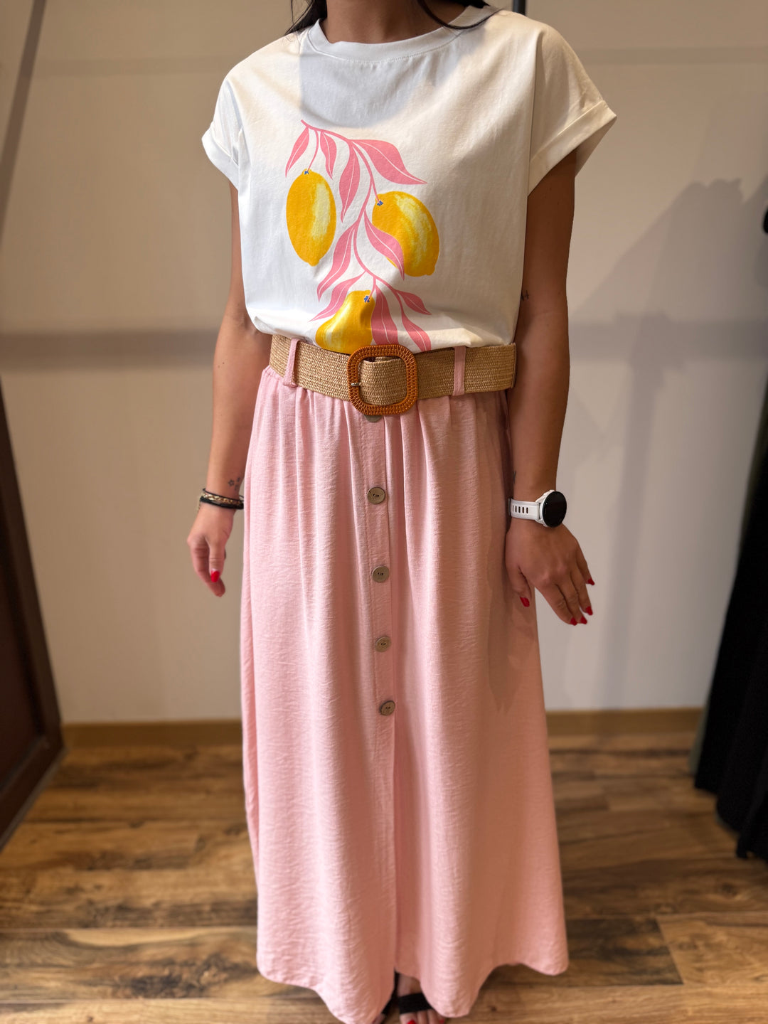 Jupe longue Delin rose