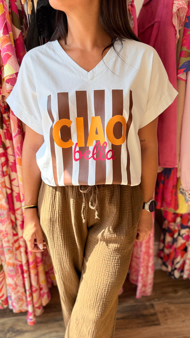 Teeshirt Ciao Bella choco CURVY