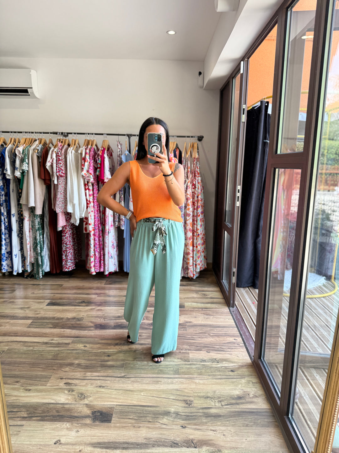 Pantalon Wilma vert d’eau CURVY