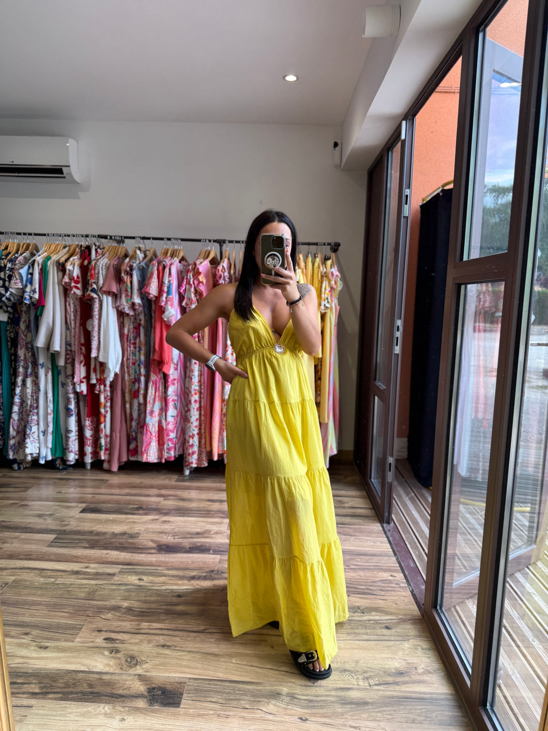 Robe longue Graciella moutarde