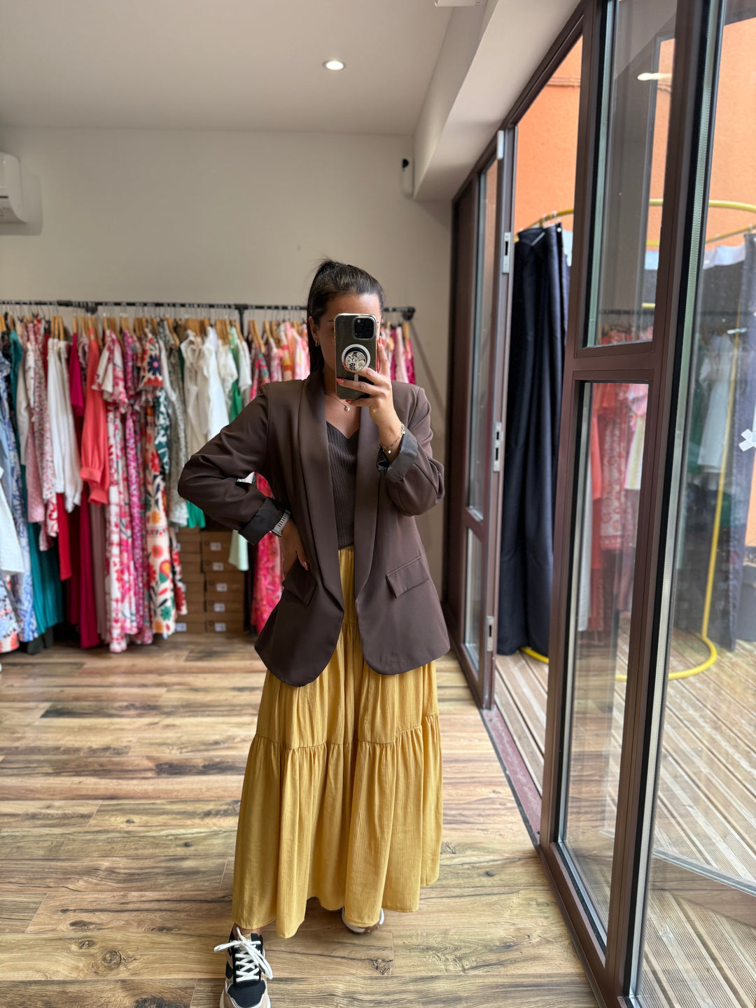 Jupe longue moutarde