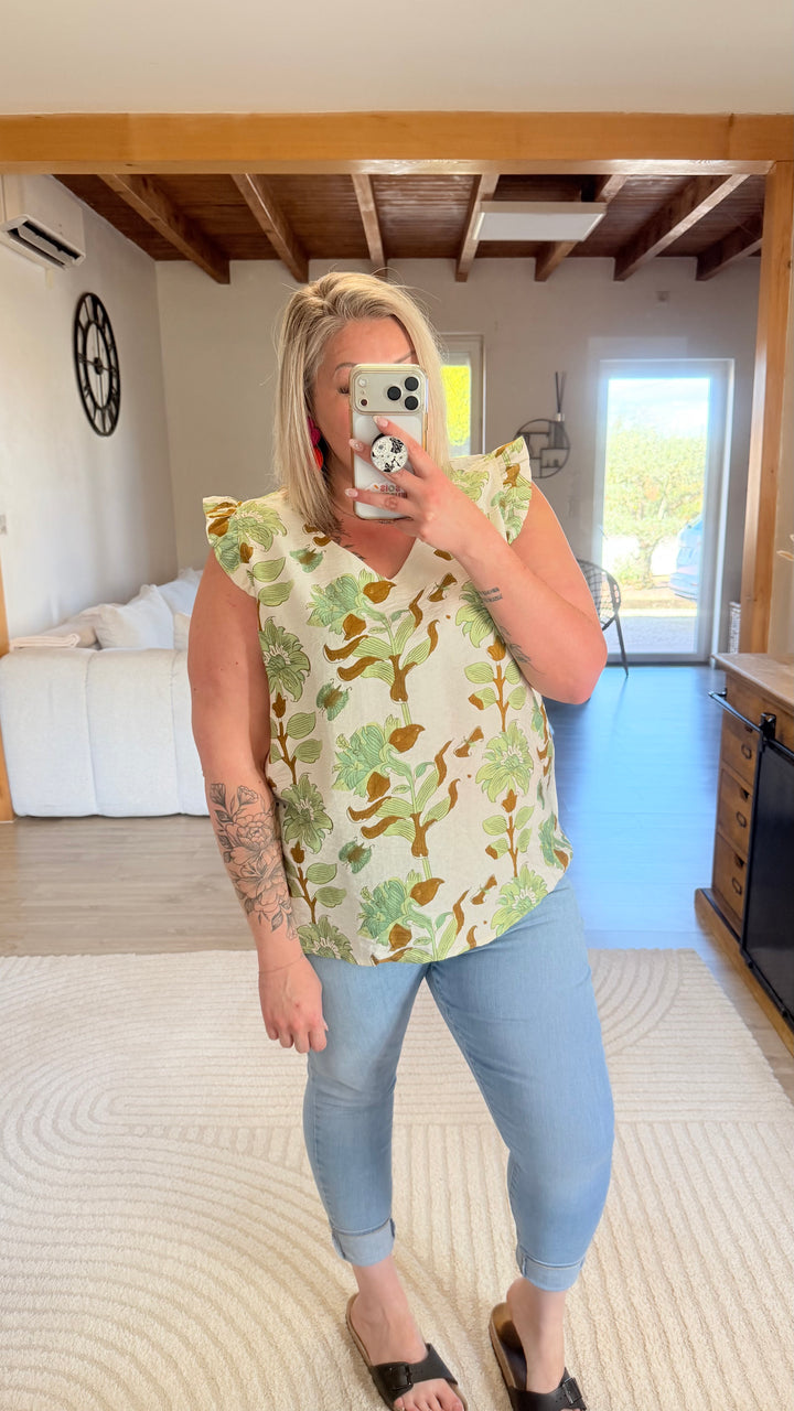 Blouse Flora verte CURVY