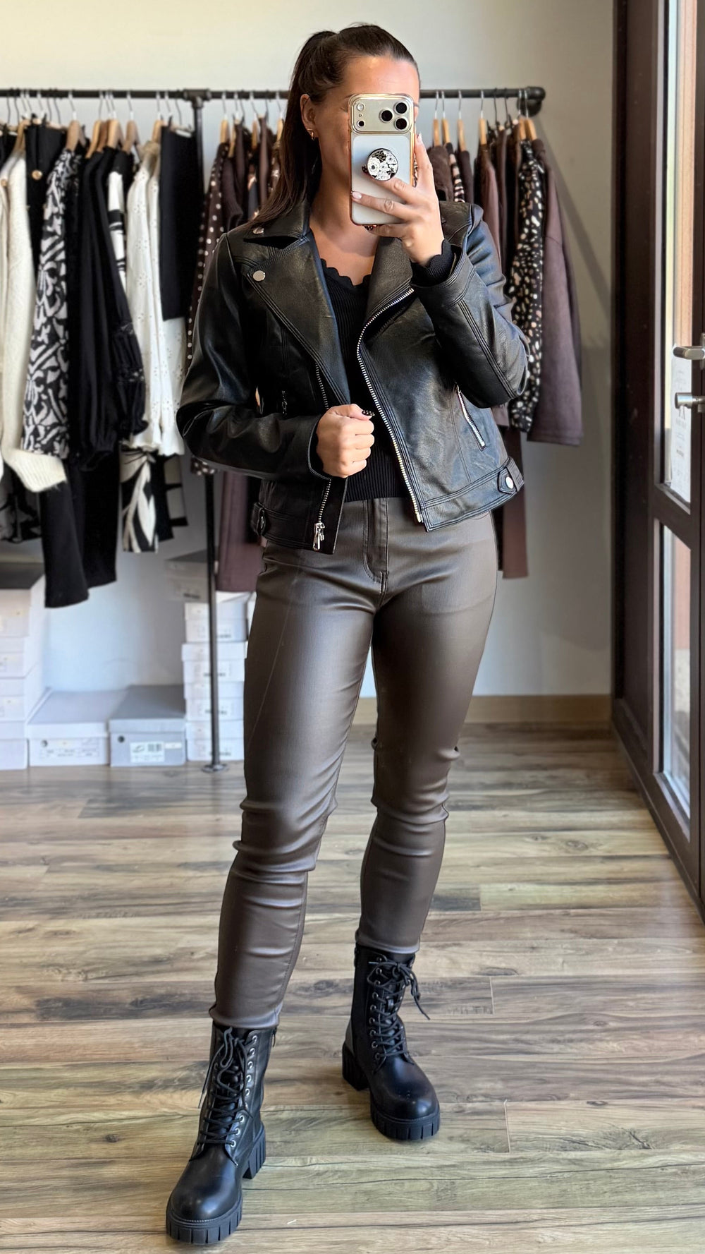 Pantalon enduit chocolat Meryl curvy