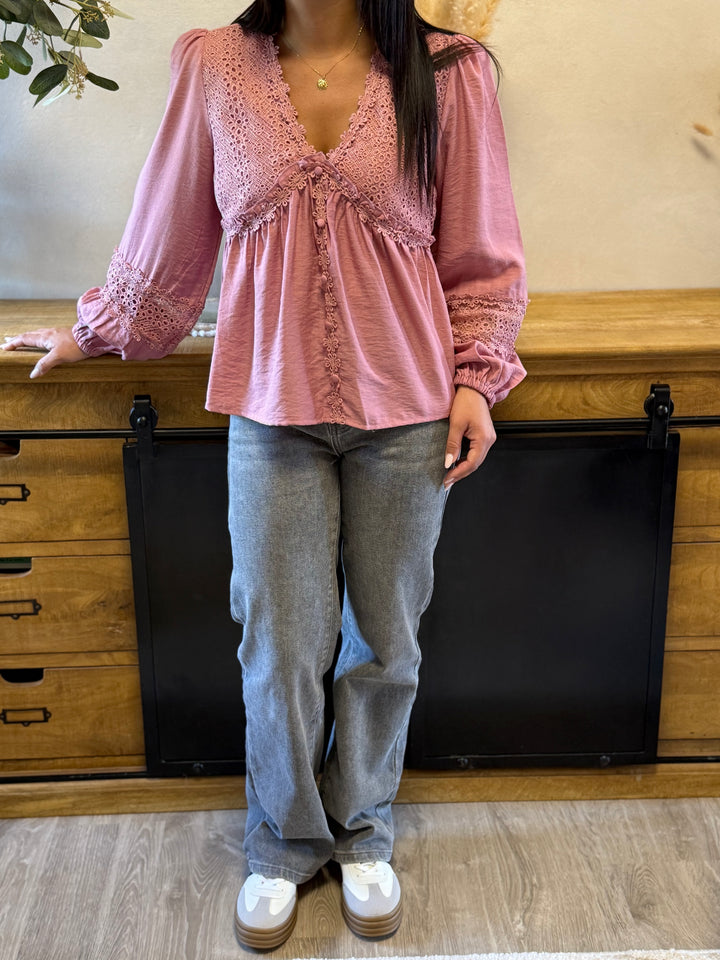 Blouse flow vieux rose