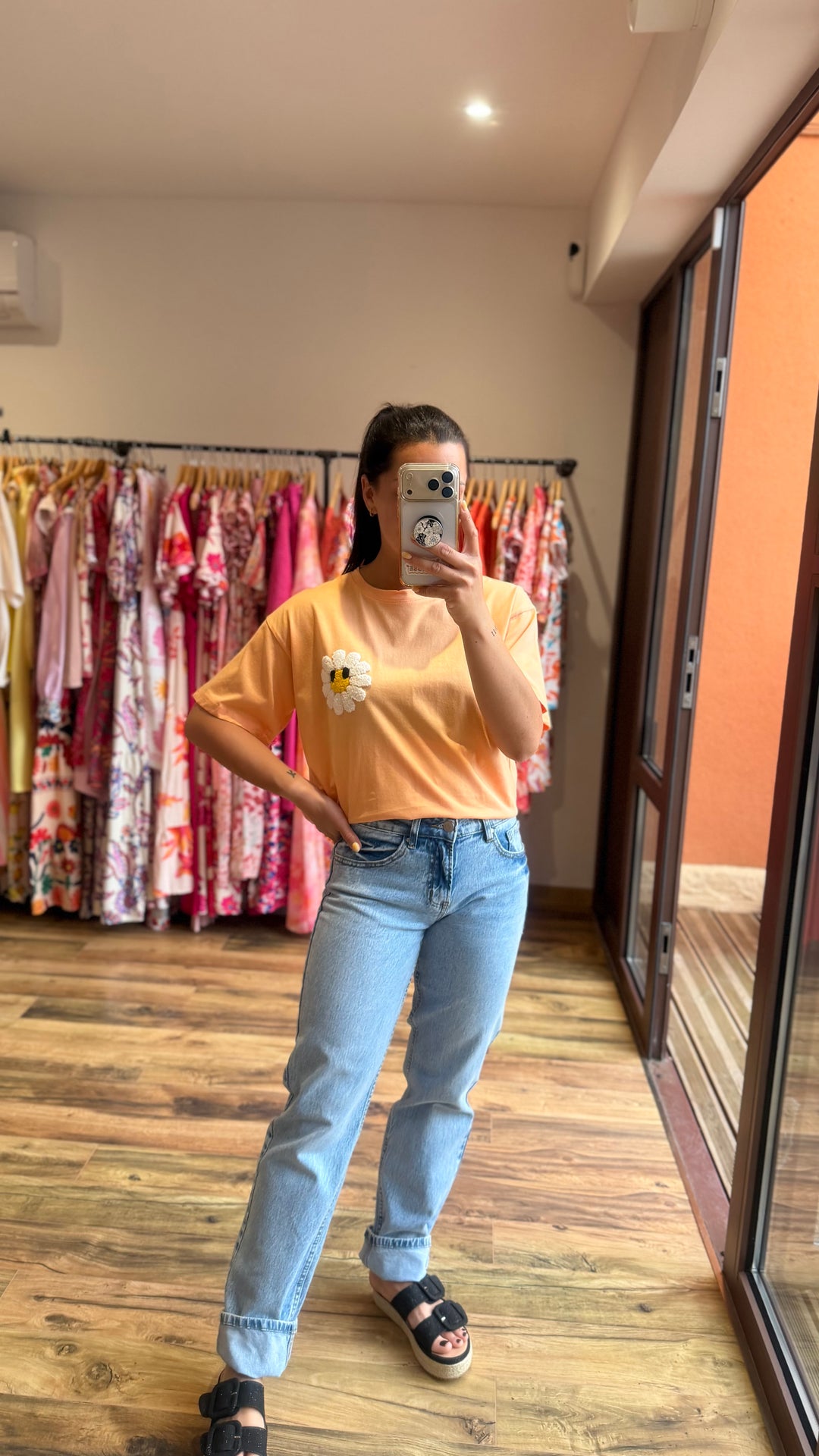 Teeshirt fleur orange