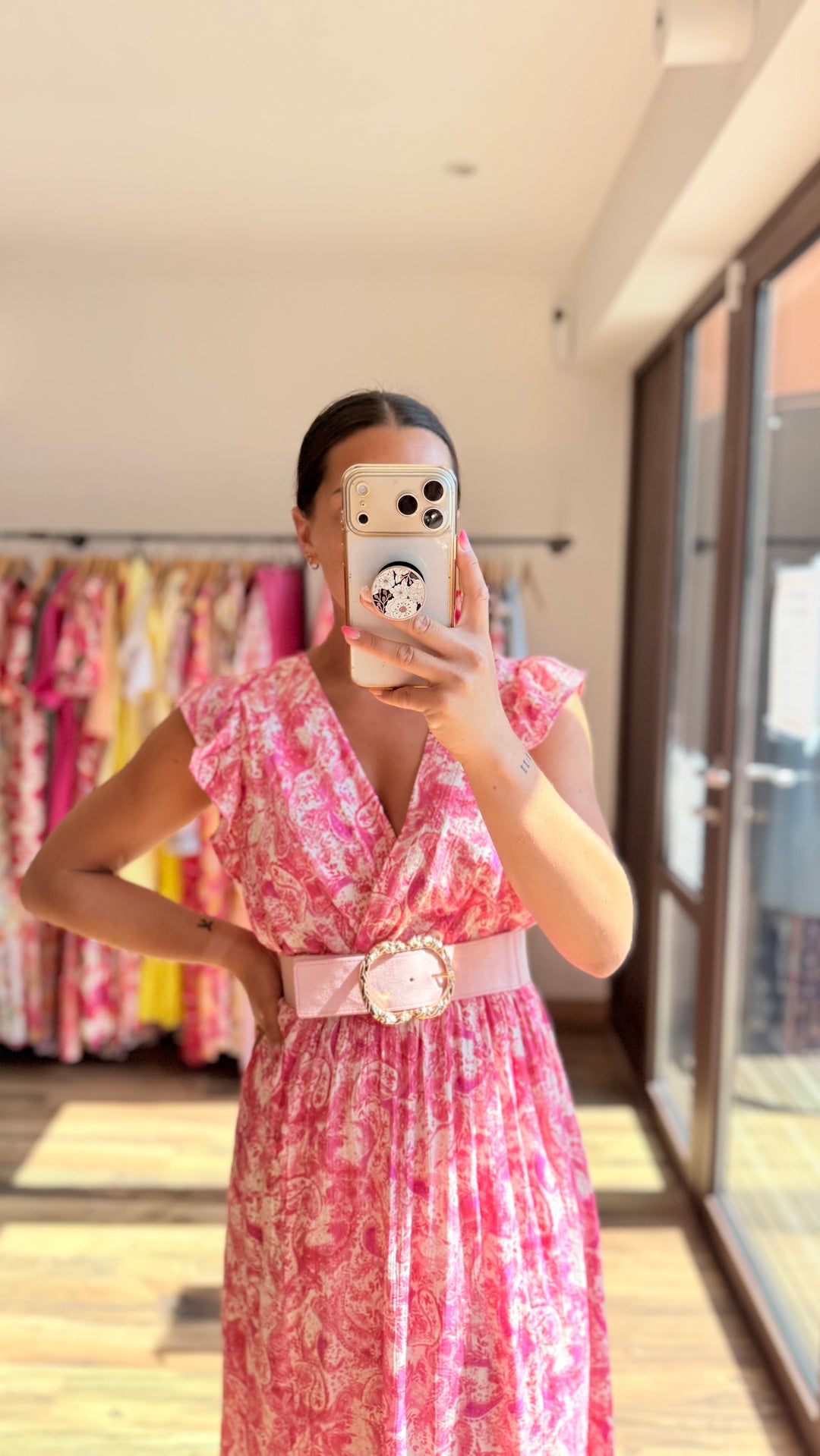 Robe longue Roman CURVY rose