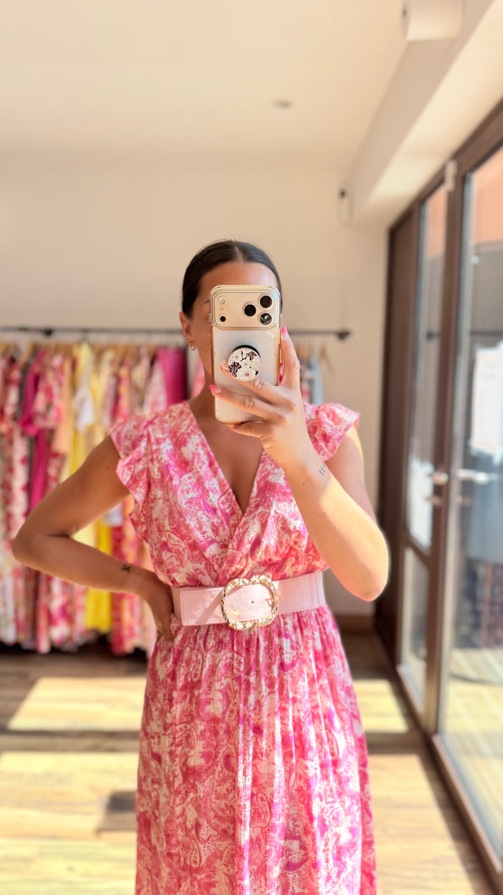 Robe longue Roman CURVY rose