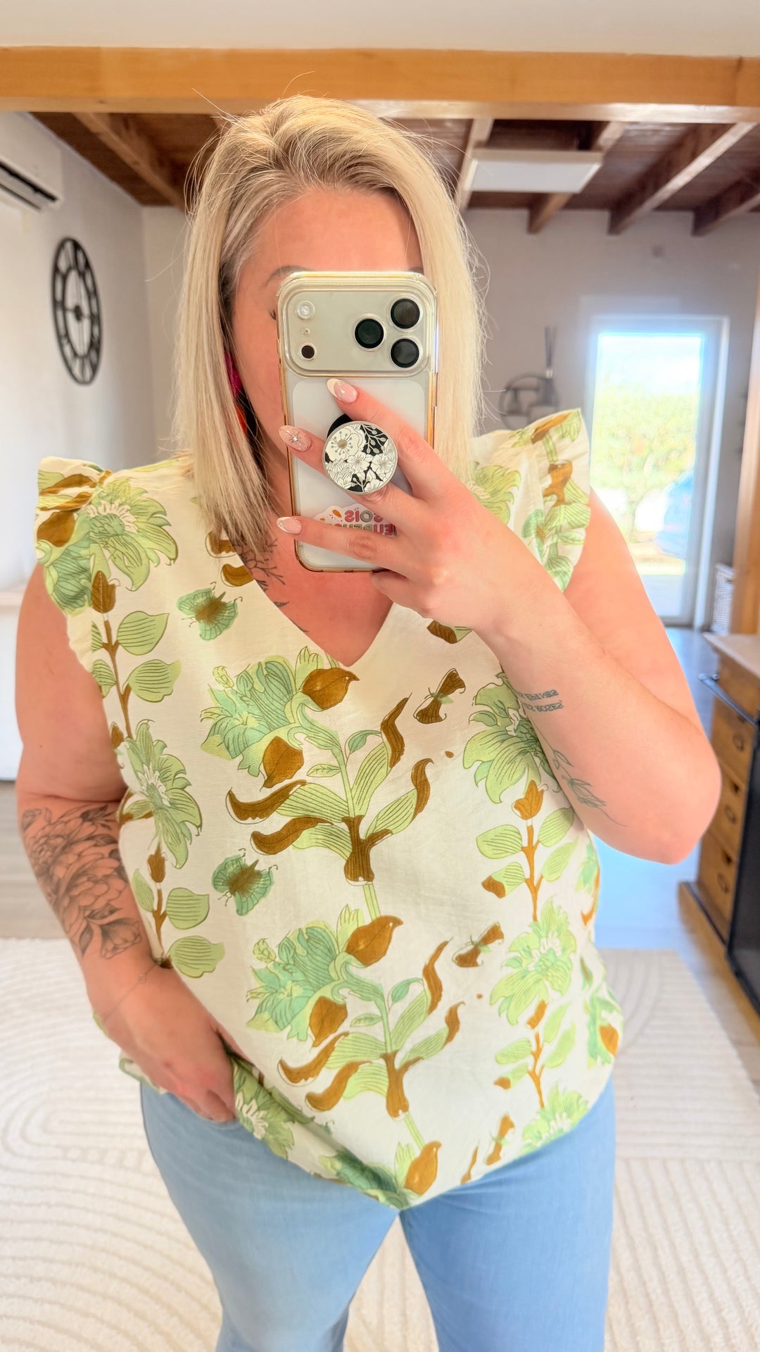Blouse Flora verte CURVY