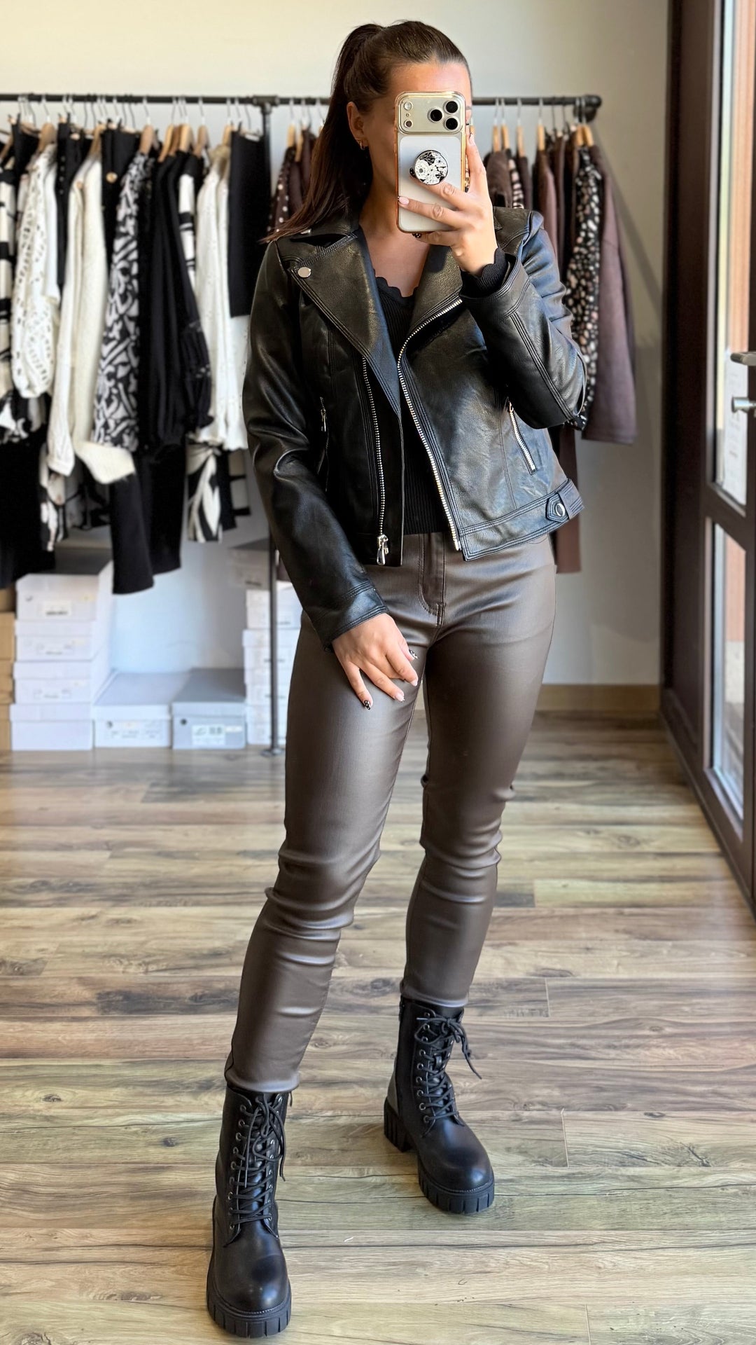 Pantalon enduit chocolat Meryl curvy