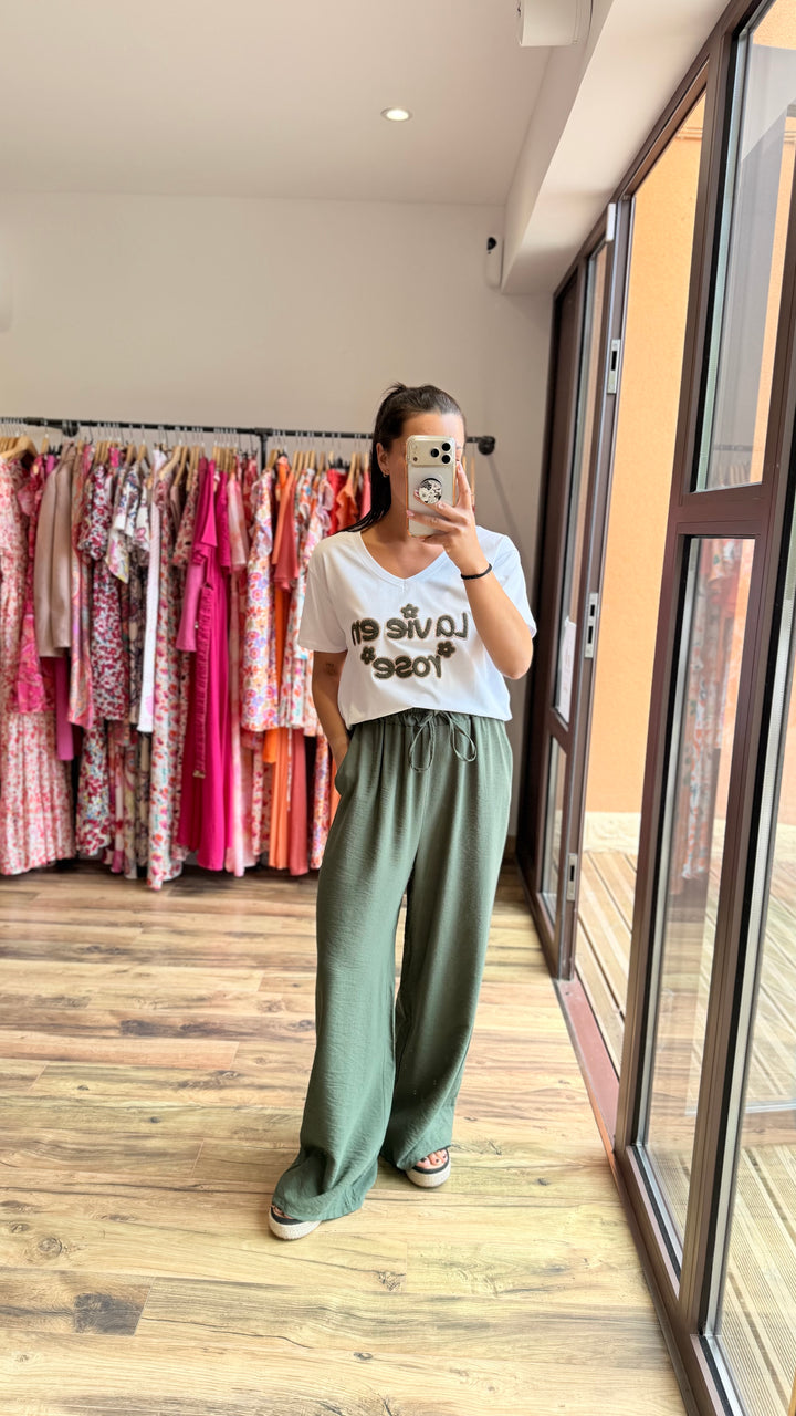 Teeshirt la vie en rose kaki CURVY