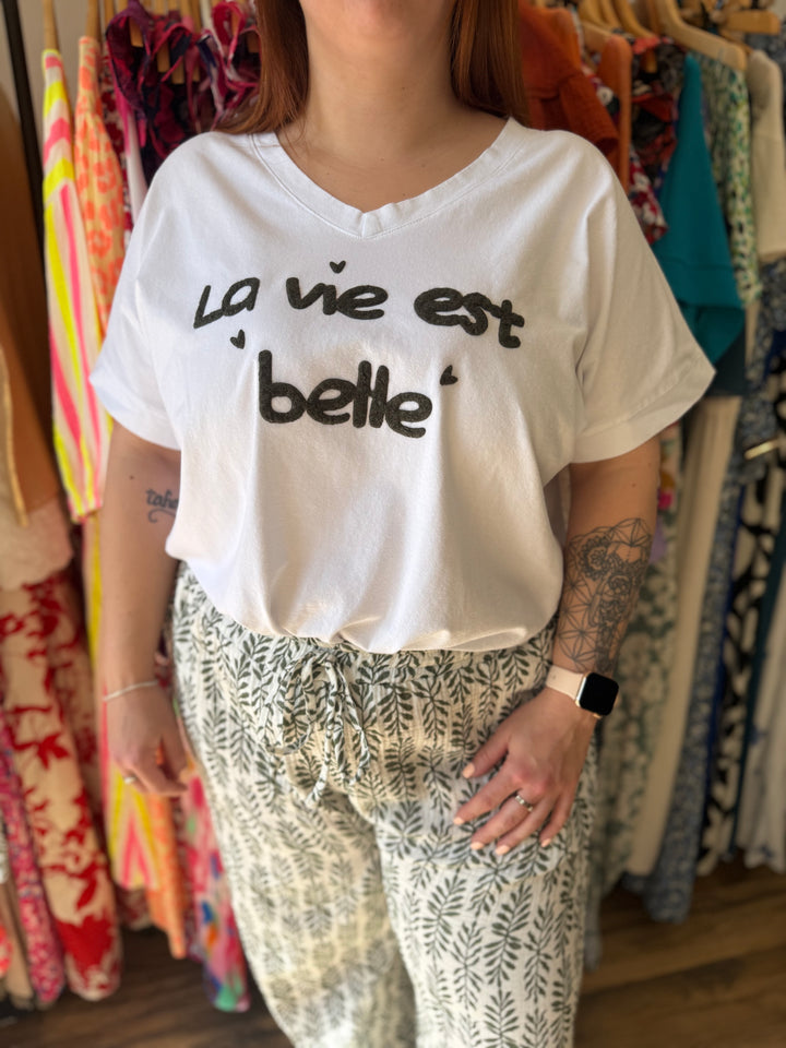 Teeshirt la vie est belle kaki CURVY