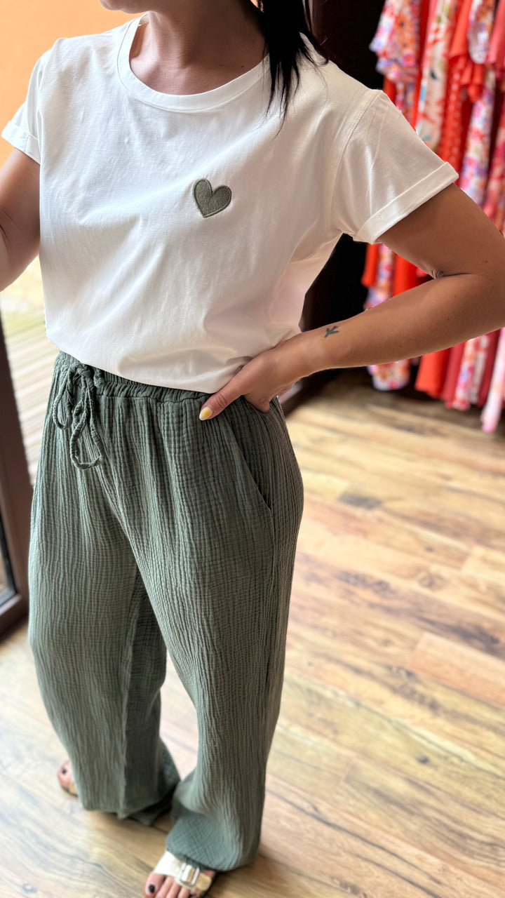 Pantalon gaze de coton kaki