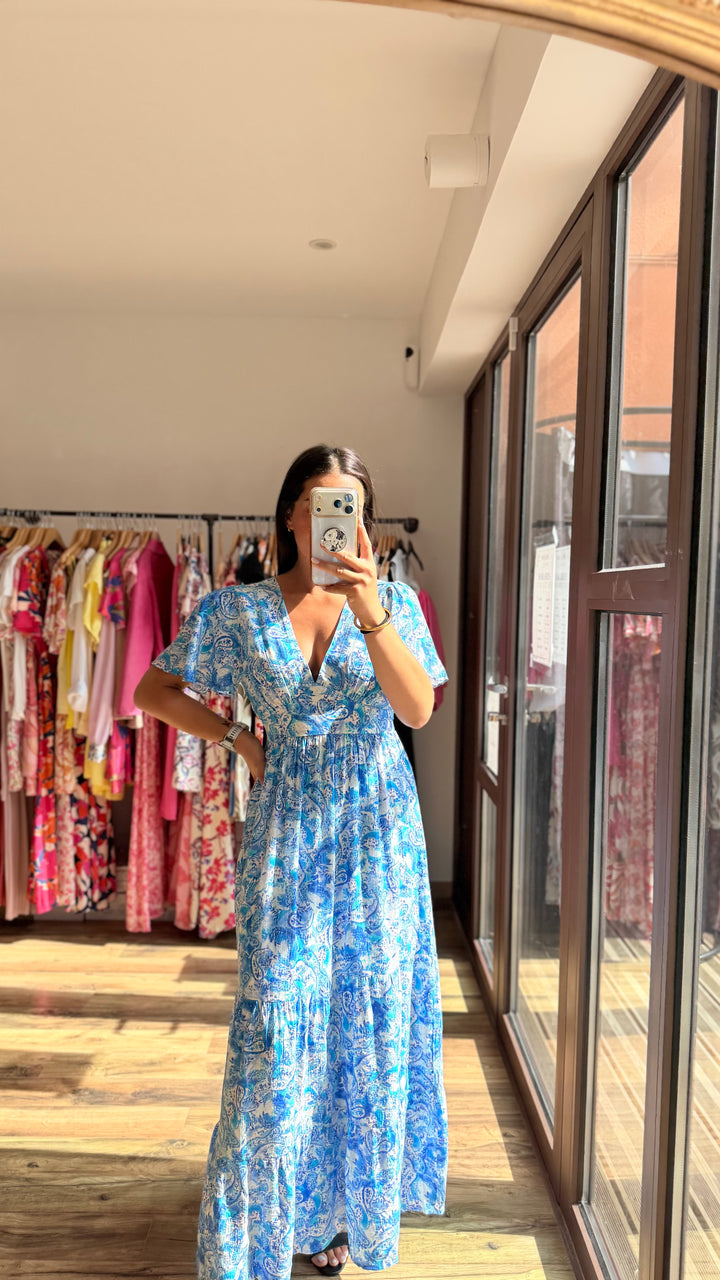 Robe longue Elodie bleu