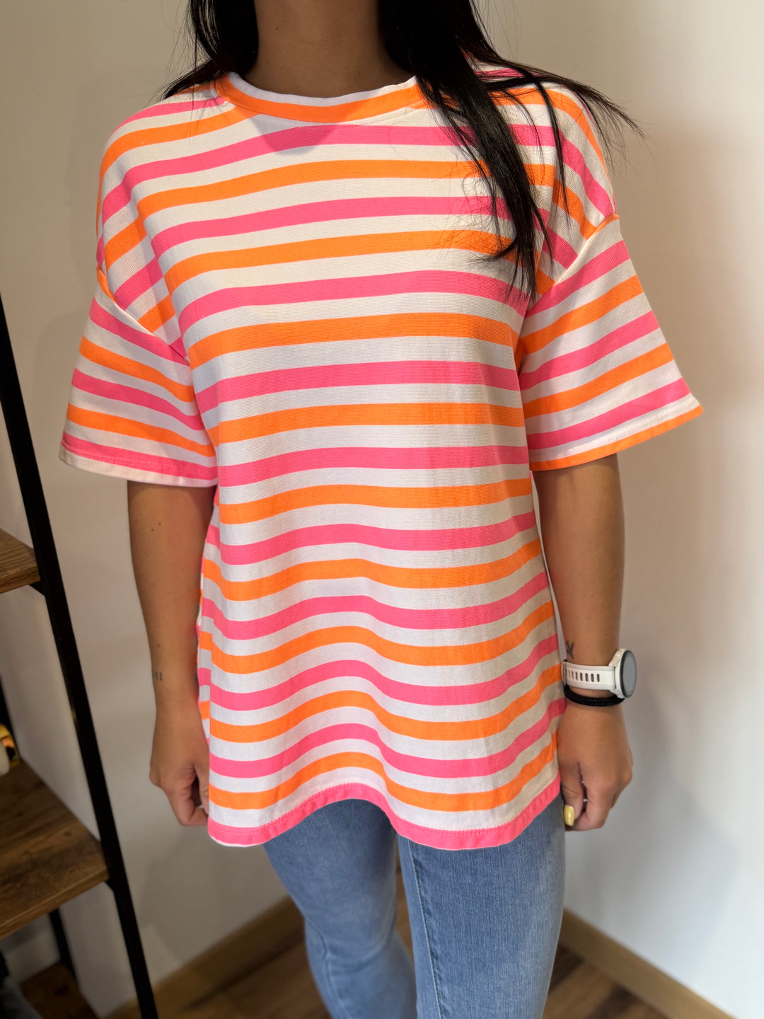 Teeshirt rayé Kena orange