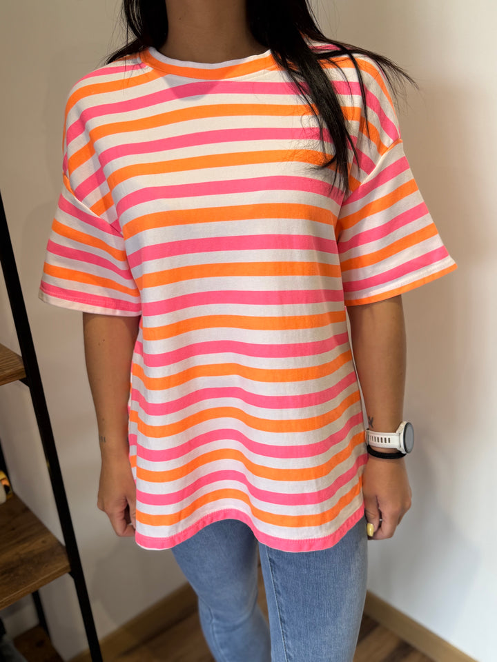 Teeshirt rayé Kena orange