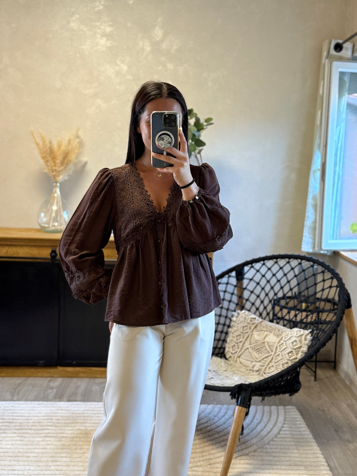 Blouse flow marron
