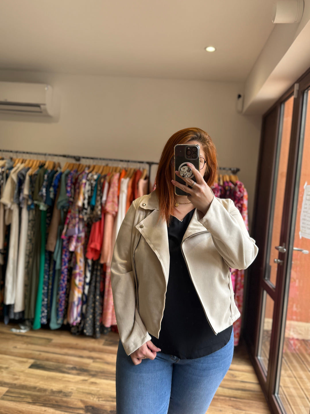 Suédine curvy beige