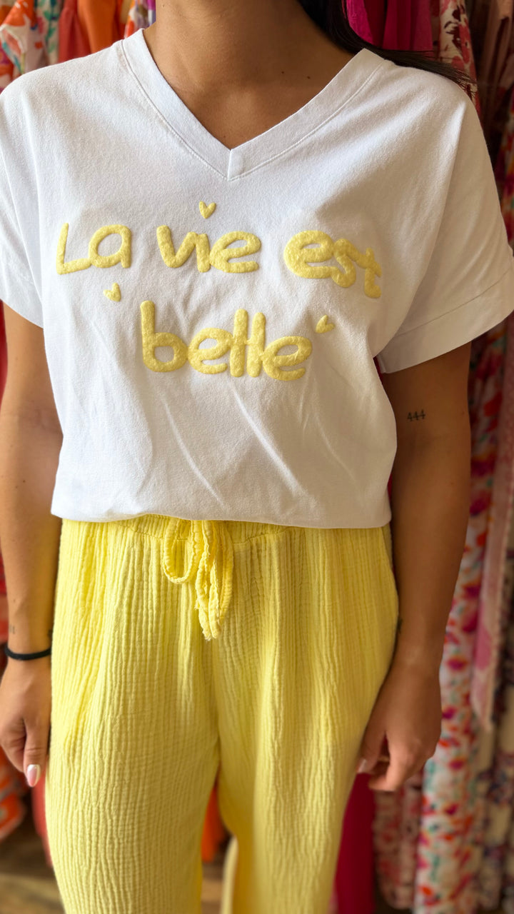 Teeshirt la vie est belle jaune