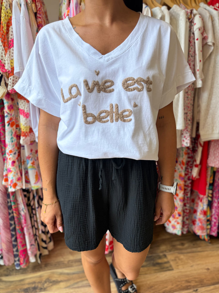 Teeshirt la vie est belle beige