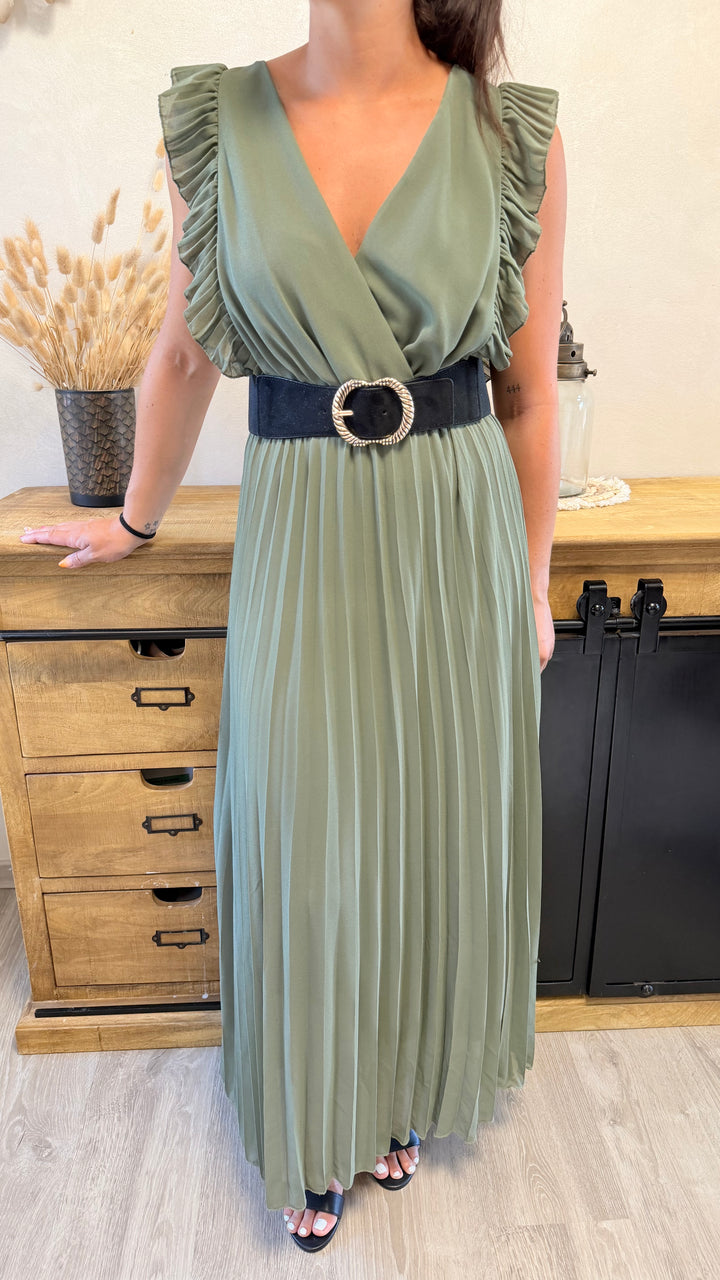 Robe longue Berenice Kaki