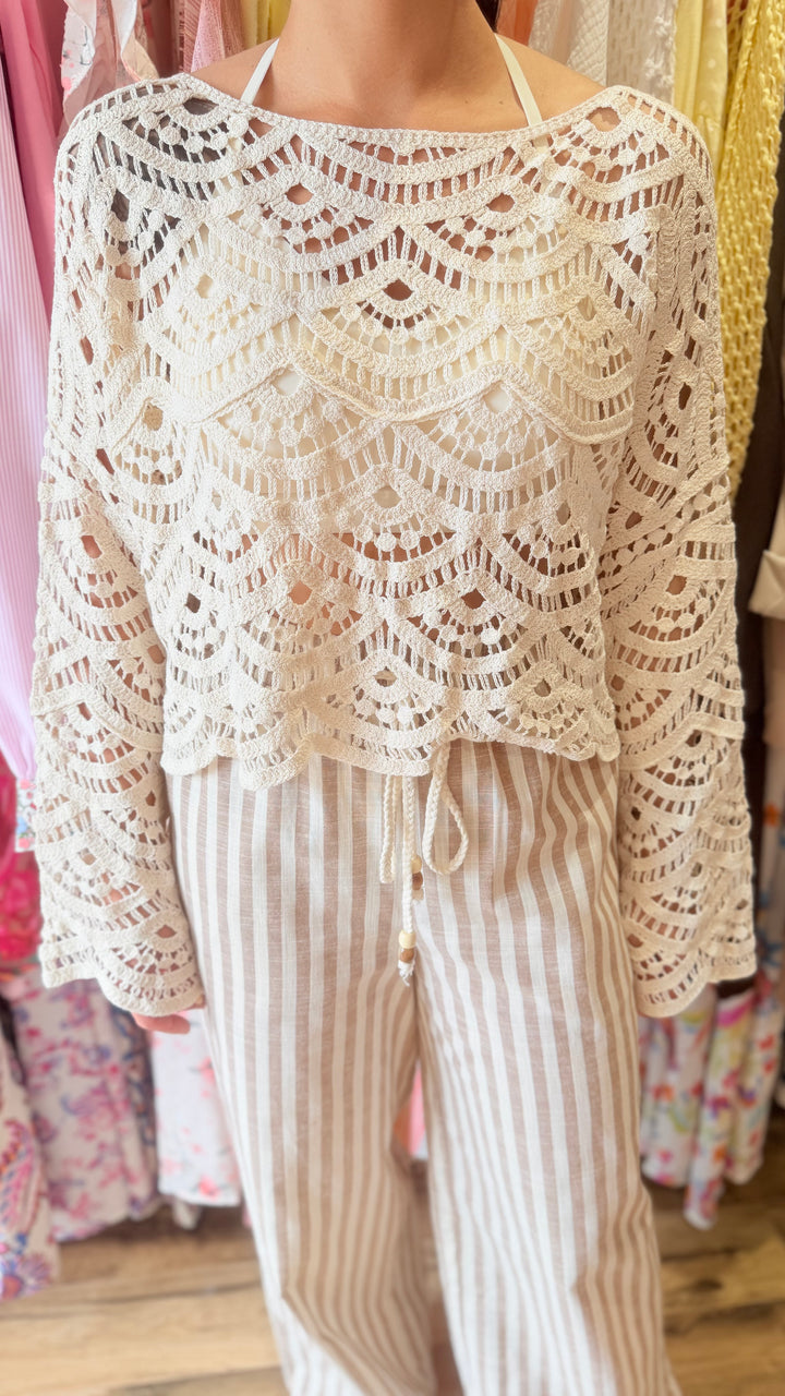 Top crochet beige