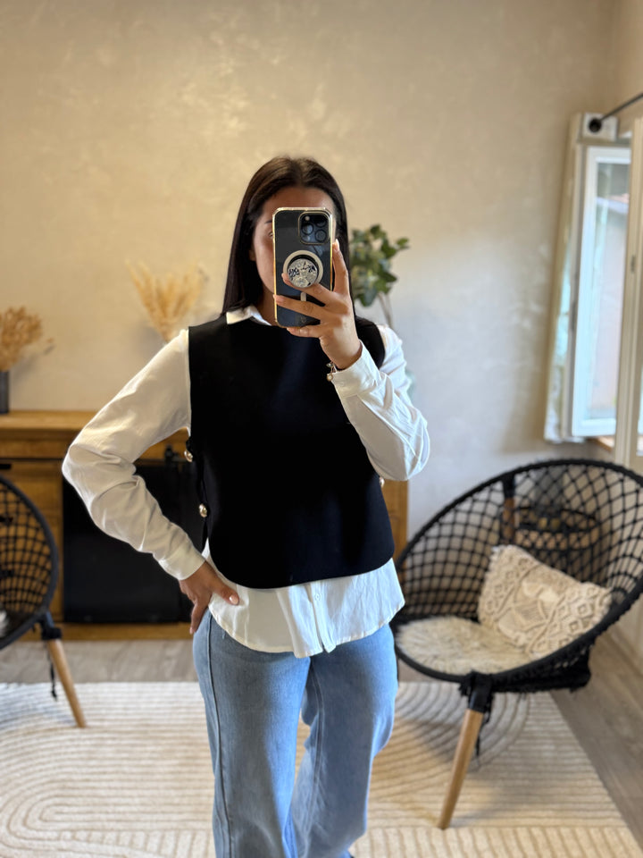 Pull sans manches noir