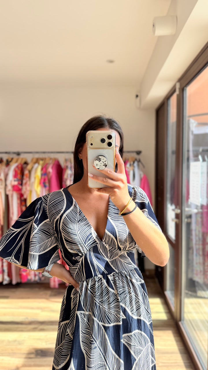 Robe longue Julya CURVY Marine
