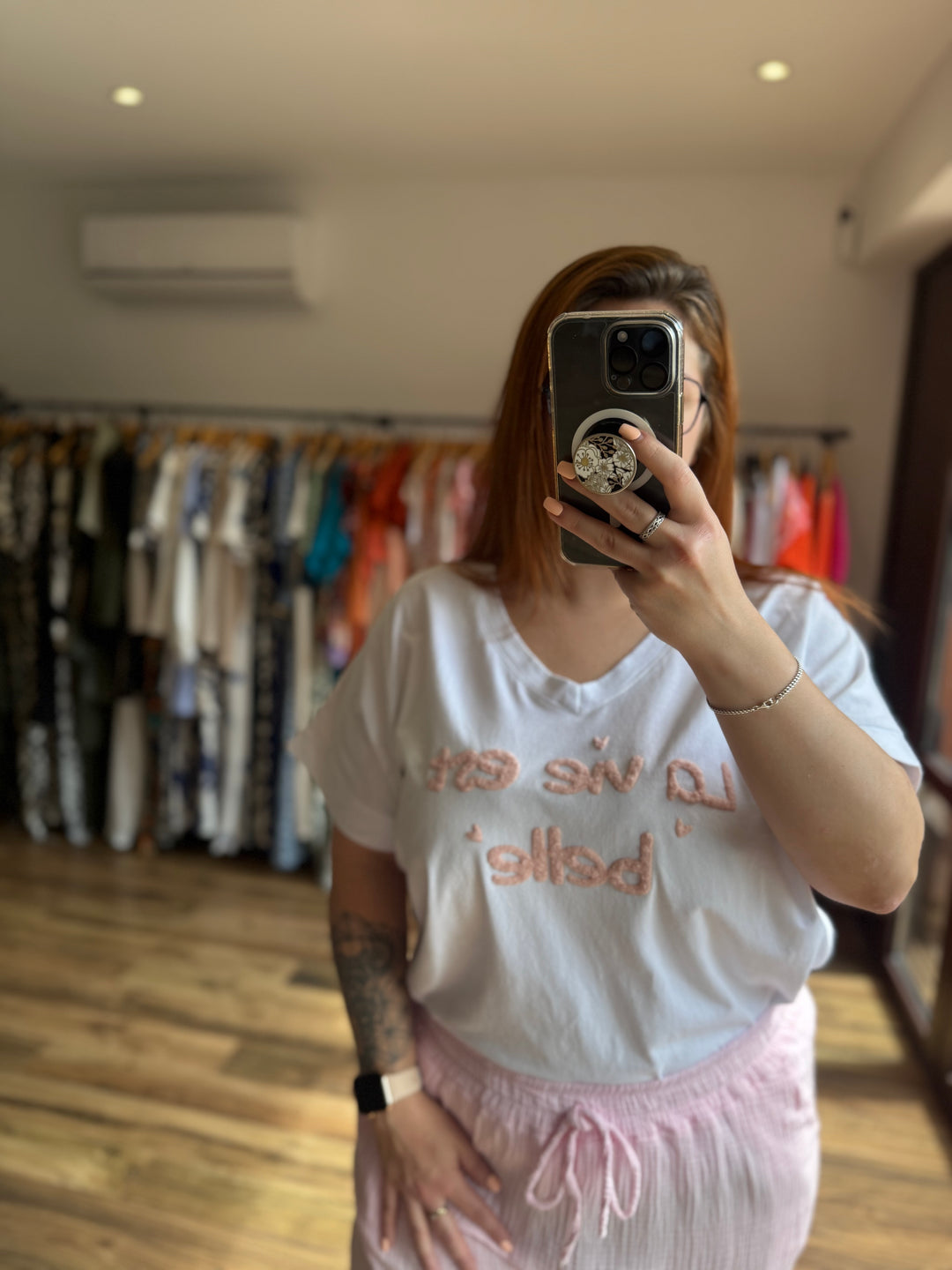 Teeshirt la vie est belle CURVY rose