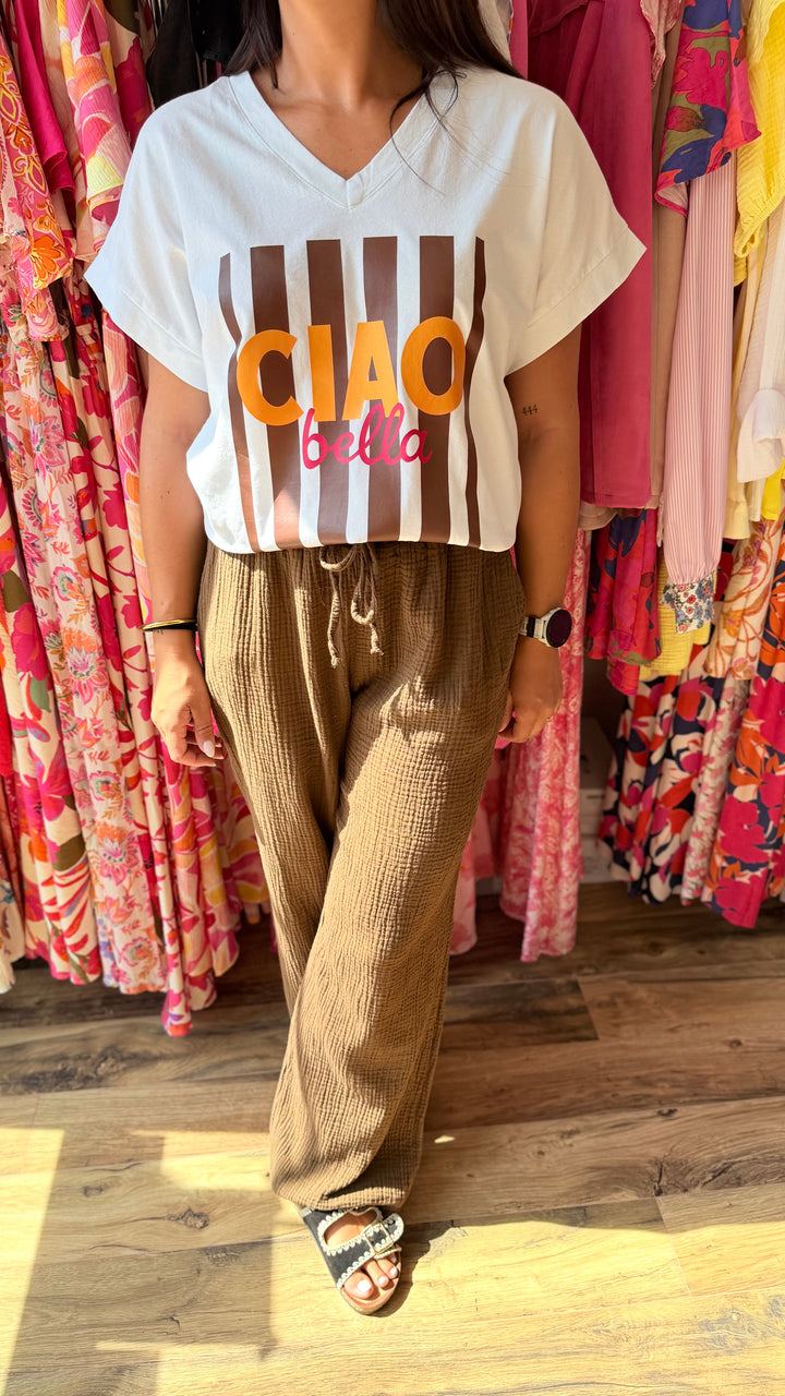 Teeshirt Ciao Bella choco CURVY