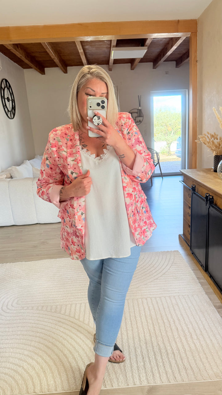 Blazer fleuri rose TU 48/52