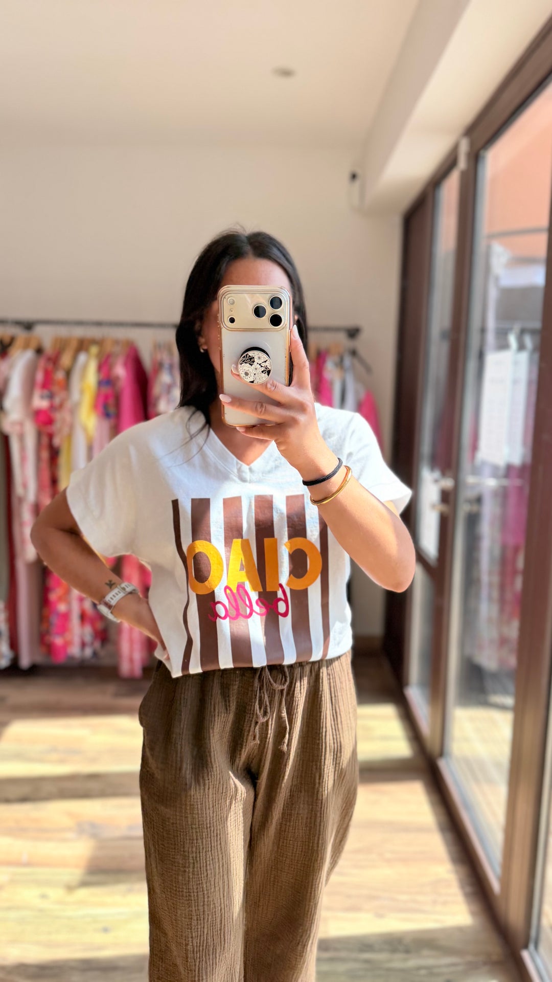 Teeshirt Ciao Bella choco CURVY