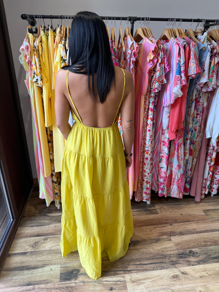 Robe longue Graciella moutarde