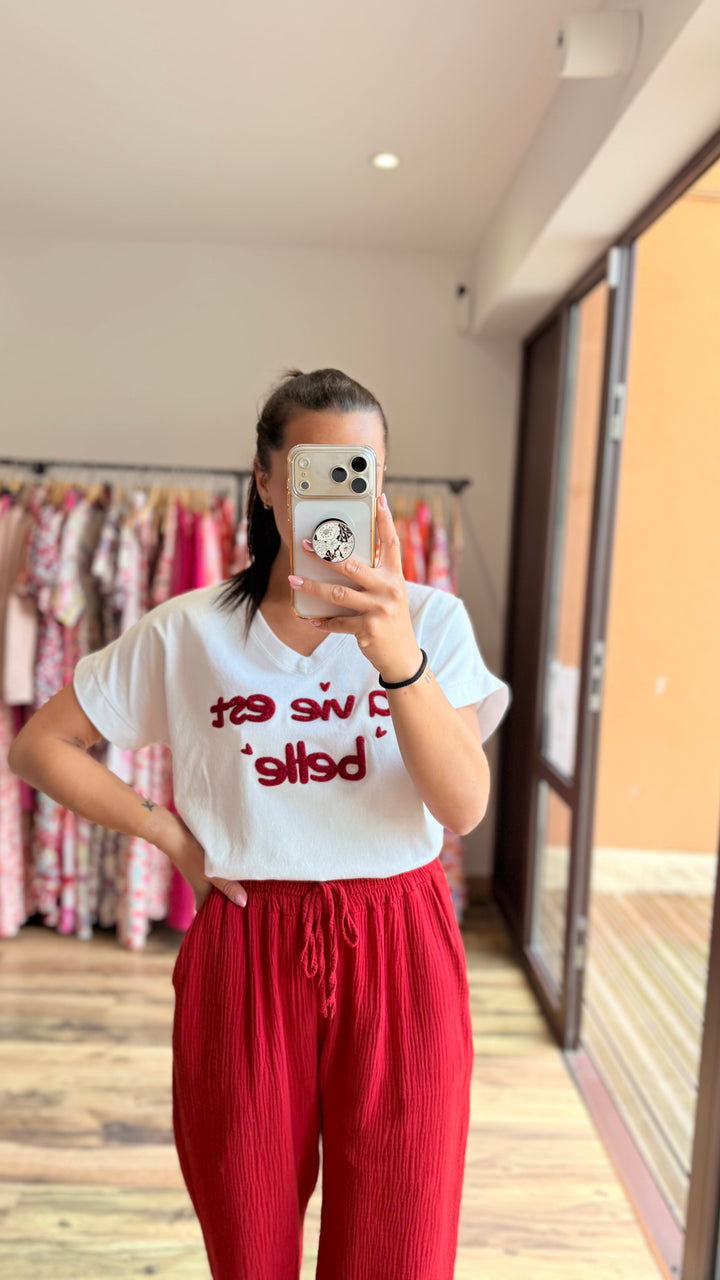 Teeshirt la vie est belle rouge