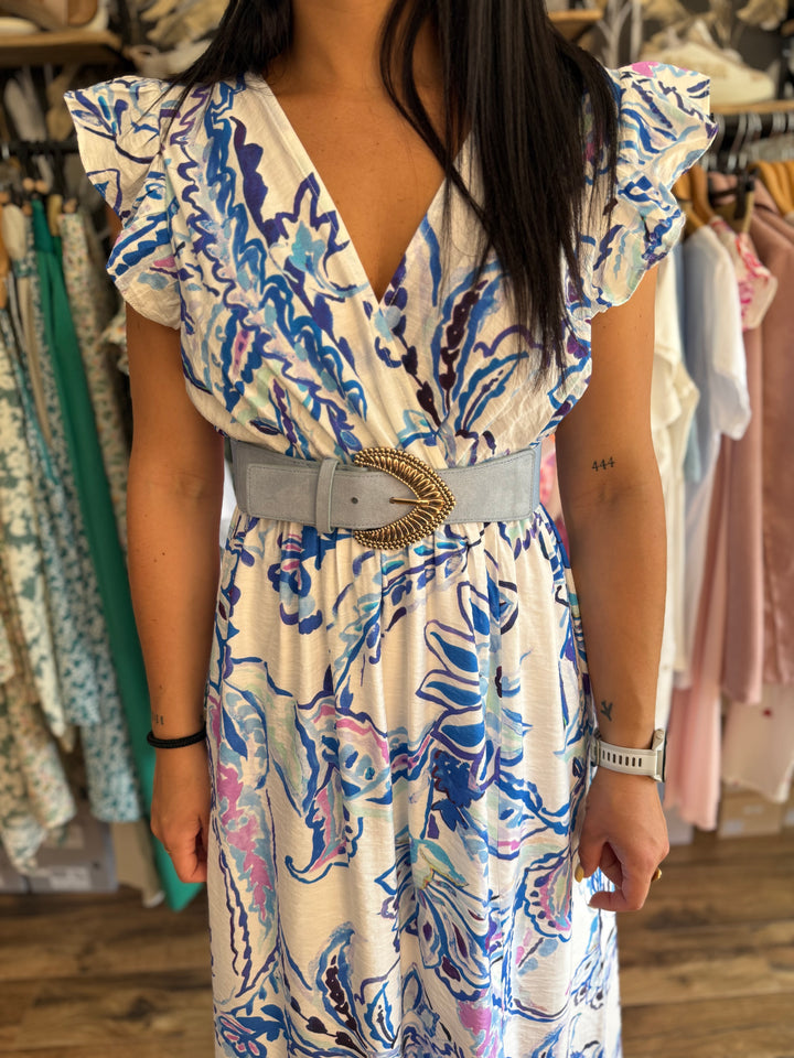 Robe longe Almeria bleu