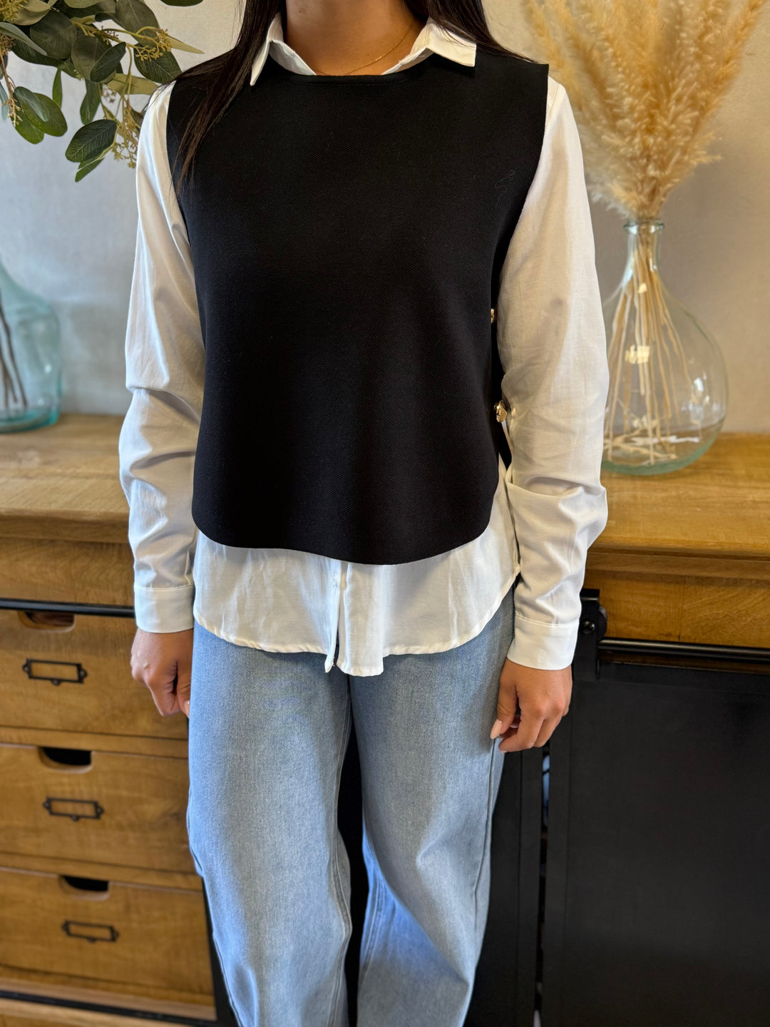 Pull sans manches noir