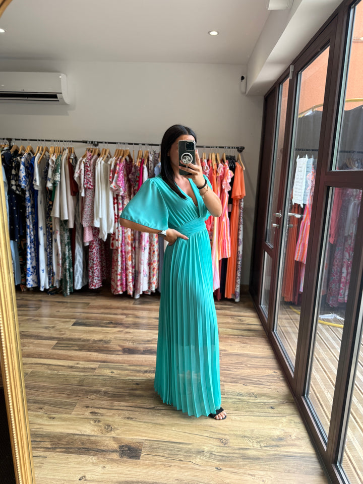 Robe longue Aglaé turquoise