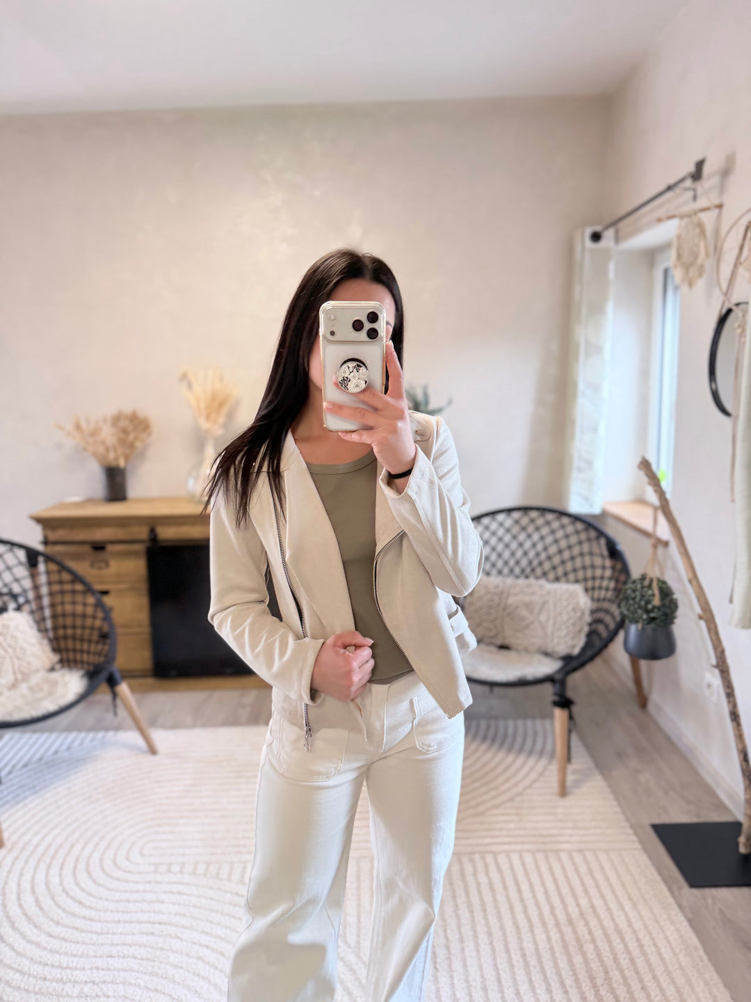 Veste suédine beige