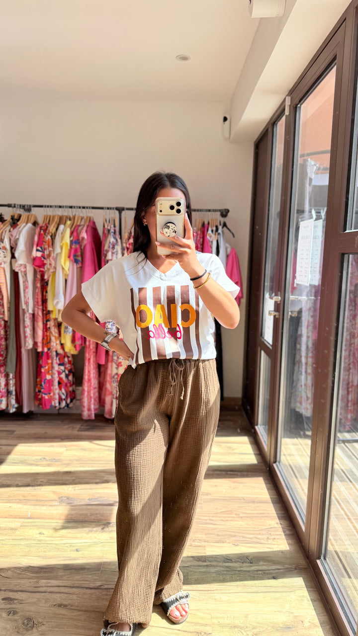 Pantalon gaze de coton Chocolat CURVY