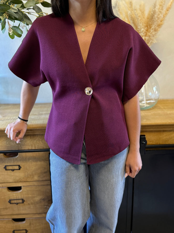 Gilet maille Ophelia bordeaux