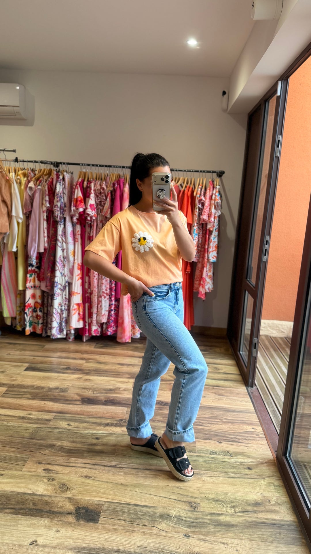 Teeshirt fleur orange