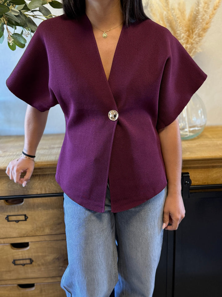 Gilet maille Ophelia bordeaux