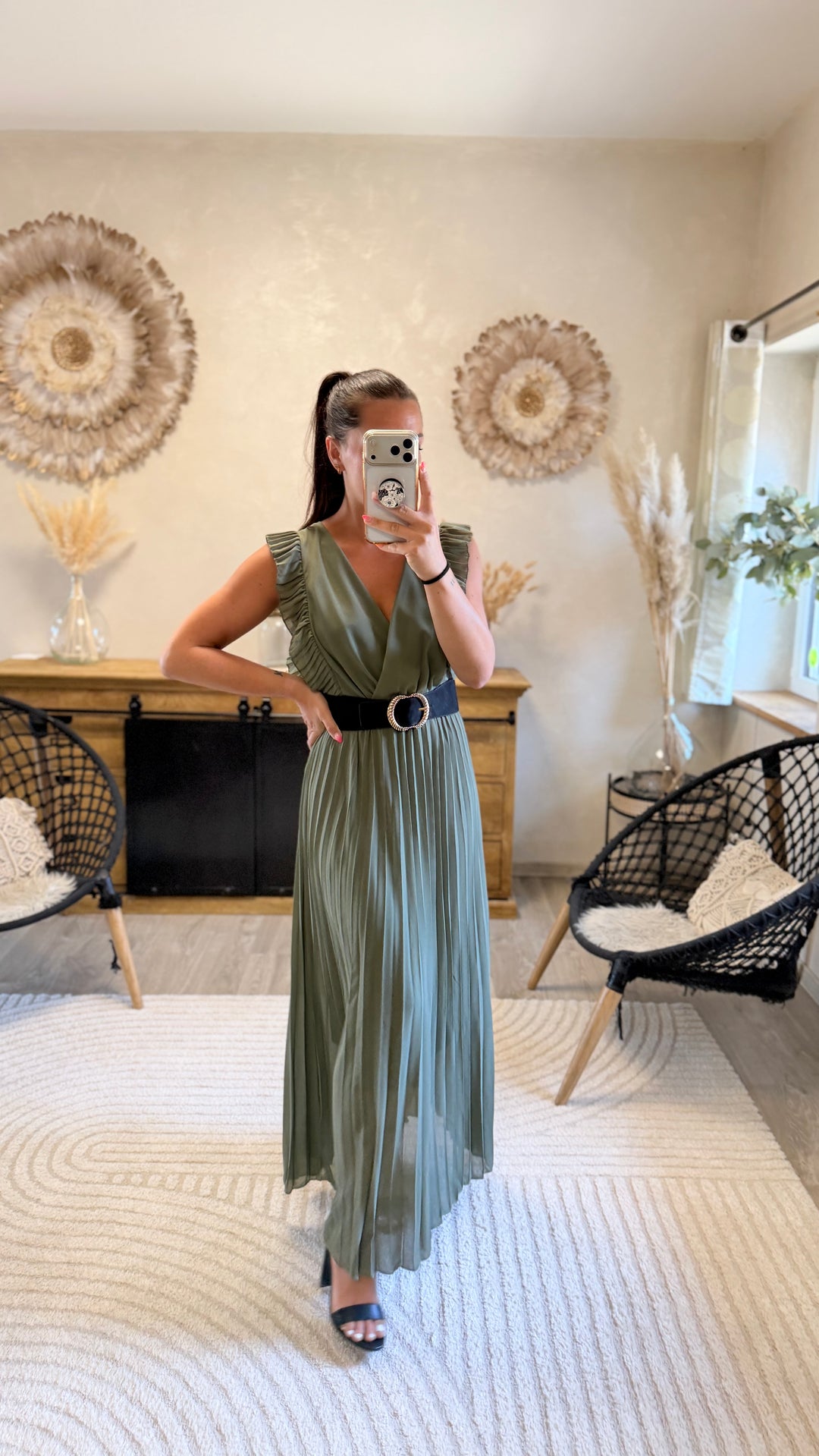 Robe longue Berenice Kaki