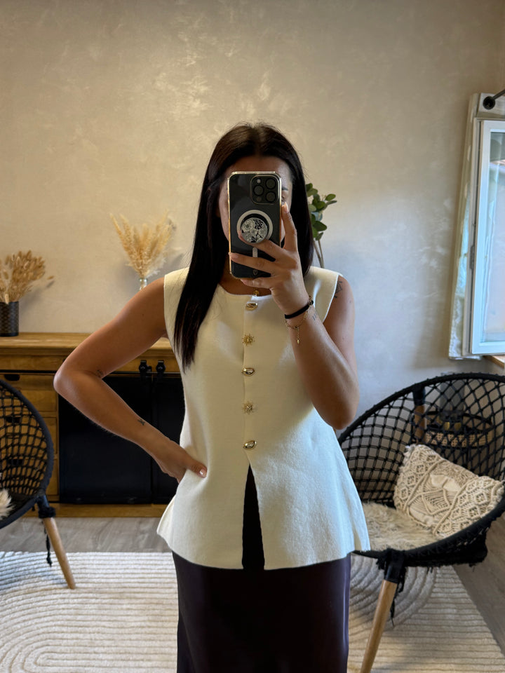 Pull sans manches Sady beige