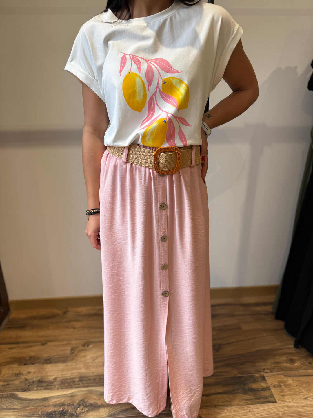 Jupe longue Delin rose